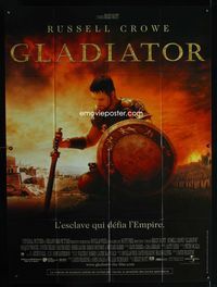 c452 GLADIATOR French one-panel movie poster '00 cool image of Russell Crowe with sword & shield!