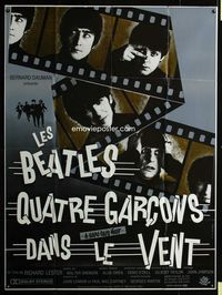 c466 HARD DAY'S NIGHT French one-panel movie poster R82 artwork of The Beatles by C.A. Lalande!