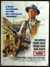 c473 HOMBRE French one-panel poster '66 Martin Ritt, cool different art of Paul Newman by Grinsson!