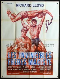 c485 INVINCIBLE BROTHERS MACISTE French one-panel movie poster '64 great sword & sandal artwork!