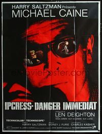 c486 IPCRESS FILE French one-panel movie poster '65 great close up image of Michael Caine as a spy!
