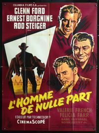 c491 JUBAL French one-panel poster '56 cool artwork of Glenn Ford, Ernest Borgnine & Rod Steiger!