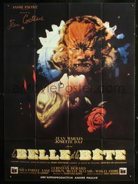c498 LA BELLE ET LA BETE French one-panel movie poster R90s from Jean Cocteau's classic fairytale!