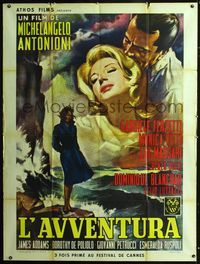 c509 L'AVVENTURA French one-panel movie poster '60 Michelangelo Antonioni, great Longi art!