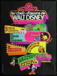 c524 LES CHEFS - D'OEUVRE DE WALT DISNEY French one-panel poster '70s 3 Little Pigs, Mickey Mouse!