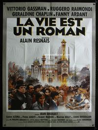 c528 LIFE IS A BED OF ROSES French one-panel '83 Alain Resnais, Vittorio Gassman, cool Bilal art!