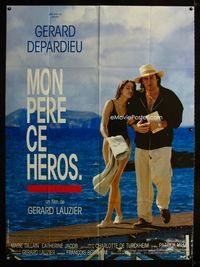 c556 MON PERE CE HEROS French one-panel poster '91 Gerard Lauzier, Gerard Depardieu, Marie Gillain