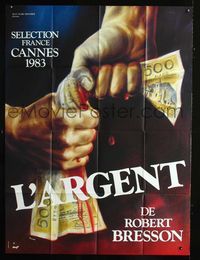 c557 MONEY French one-panel movie poster '83 Robert Bresson, L'Argent, cool Peellaert art!