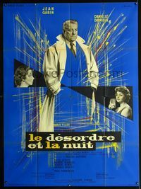 c570 NIGHT AFFAIR French one-panel movie poster '58 cool artwork of Jean Gabin by C. Broutin!
