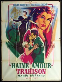 c571 NIGHT OF LOVE French one-panel movie poster '56 wonderful artwork of sexy Brigitte Bardot!