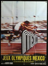 c577 OLYMPICS IN MEXICO French one-panel poster '69 Alberto Isaac, cool hurdle jumping race imagine!