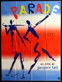 c584 PARADE French one-panel poster '74 Jacques Tati, colorful surreal art by Lagranage & Boumendil!