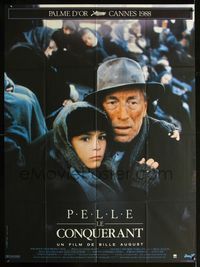 c589 PELLE THE CONQUEROR French one-panel movie poster '87 great Max von Sydow close up with boy!