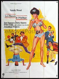 c590 PENELOPE French one-panel movie poster '66 sexy artwork of Natalie Wood with money bags!