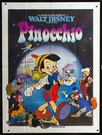 c593 PINOCCHIO French one-panel movie poster R80s Walt Disney classic cartoon!