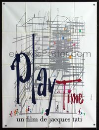 c597 PLAYTIME French one-panel movie poster '67 Jacques Tati, great artwork by Baudin & Ferracci!