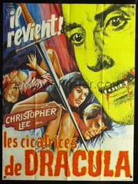 c618 SCARS OF DRACULA French one-panel movie poster '71 Christopher Lee, Hammer, great vampire art!