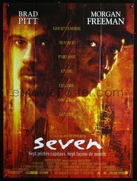 c625 SEVEN French one-panel movie poster '95 Morgan Freeman, Brad Pitt