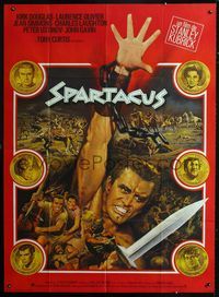 c635 SPARTACUS French one-panel R70s Stanley Kubrick, great artwork of Kirk Douglas by Jean Mascii!