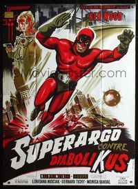 c646 SUPERARGO VS. DIABOLICUS French one-panel poster '67 cool art of masked hero by Roquevaire!