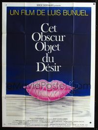 c650 THAT OBSCURE OBJECT OF DESIRE French 1p '77 Luis Bunuel, cool sexy lips artwork by Ferracci!