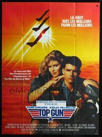 c663 TOP GUN French one-panel '86 great image of Tom Cruise & Kelly McGillis, Navy fighter jets!