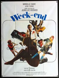 c689 WEEK END French one-panel movie poster '67 Jean-Luc Godard, art by Jouineau Bourduge!