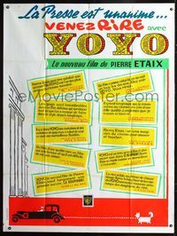 c702 YO YO reviews style French one-panel movie poster '65 Pierre Etaix circus comedy!