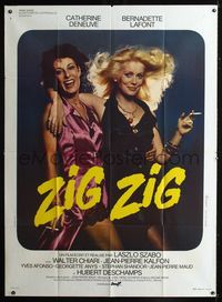 c707 ZIG ZIG French one-panel movie poster '75 sexy Catherine Deneuve & Bernadette Lafont!