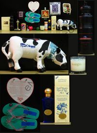 c014 PROMO BOX 1: 15 miscellaneous promo items '90s Me Myself & Irene cow, Magnolia candle & more!
