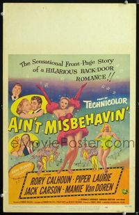 c023 AIN'T MISBEHAVIN' window card movie poster '55 sexy artwork of Piper Laurie & Mamie Van Doren!