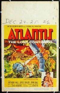 c037 ATLANTIS THE LOST CONTINENT window card poster '61 George Pal underwater sci-fi, cool art!