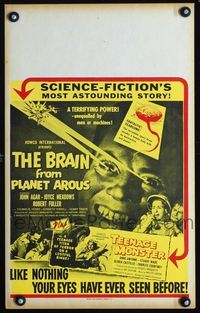 c052 BRAIN FROM PLANET AROUS/TEENAGE MONSTER Benton WC '57 wacky monster with rays from eyes!
