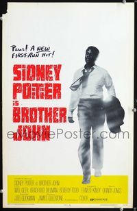 c057 BROTHER JOHN window card movie poster '71 great image of angelic Sidney Poitier!