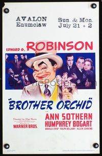 c058 BROTHER ORCHID window card poster '40 art of Edward G Robinson, 3 images of Humphrey Bogart!