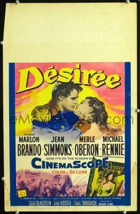 c087 DESIREE window card movie poster '54 romantic artwork of Marlon Brando & Jean Simmons!