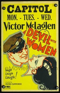 c088 DEVIL WITH WOMEN window card poster '30 great romantic artwork of Victor McLaglen & Mona Maris!