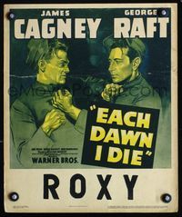 c095 EACH DAWN I DIE window card poster '39 great artwork of prisoners James Cagney & George Raft!
