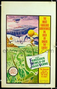 c098 FABULOUS WORLD OF JULES VERNE window card movie poster '61 wild Czech sci-fi, cool artwork!
