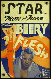 c101 FLESH window card movie poster '32 John Ford, Wallace Beery, art of sexy Karen Morley!