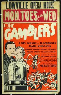 c108 GAMBLERS window card movie poster '29 Michael Curtiz, great ticker tape Wall Street art!