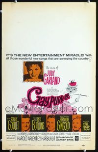 c109 GAY PURR-EE window card poster '62 Judy Garland, Robert Goulet, Red Buttons, cartoon cats!