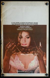 c113 GHOSTS - ITALIAN STYLE window card movie poster '68 sexy Sophia Loren close up!