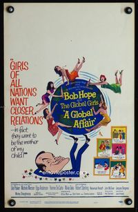 c118 GLOBAL AFFAIR window card movie poster '64 great art of Bob Hope & sexy girls, Yvonne De Carlo