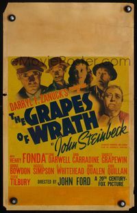 c122 GRAPES OF WRATH window card '40 Henry Fonda, Jane Darwell, John Steinbeck, John Ford classic!