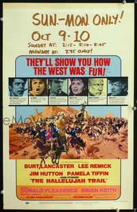 c127 HALLELUJAH TRAIL window card movie poster '65 Burt Lancaster, Lee Remick, John Sturges