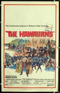 c132 HAWAIIANS window card movie poster '70 Charlton Heston, from James A. Michener's epic novel!