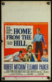 c145 HOME FROM THE HILL window card movie poster '60 Robert Mitchum, Eleanor Parker