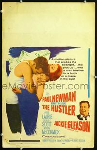 c148 HUSTLER window card movie poster '61 Paul Newman, Jackie Gleason, Piper Laurie