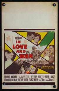 c152 IN LOVE & WAR window card movie poster '58 U.S. Marine Robert Wagner, Dana Wynter
